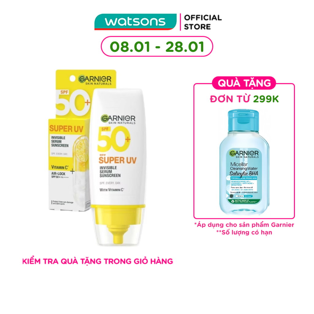 Dưỡng Chất Chống Nắng Garnier Skin Naturals Super UV Invisible Serum Sunscreen 30ml