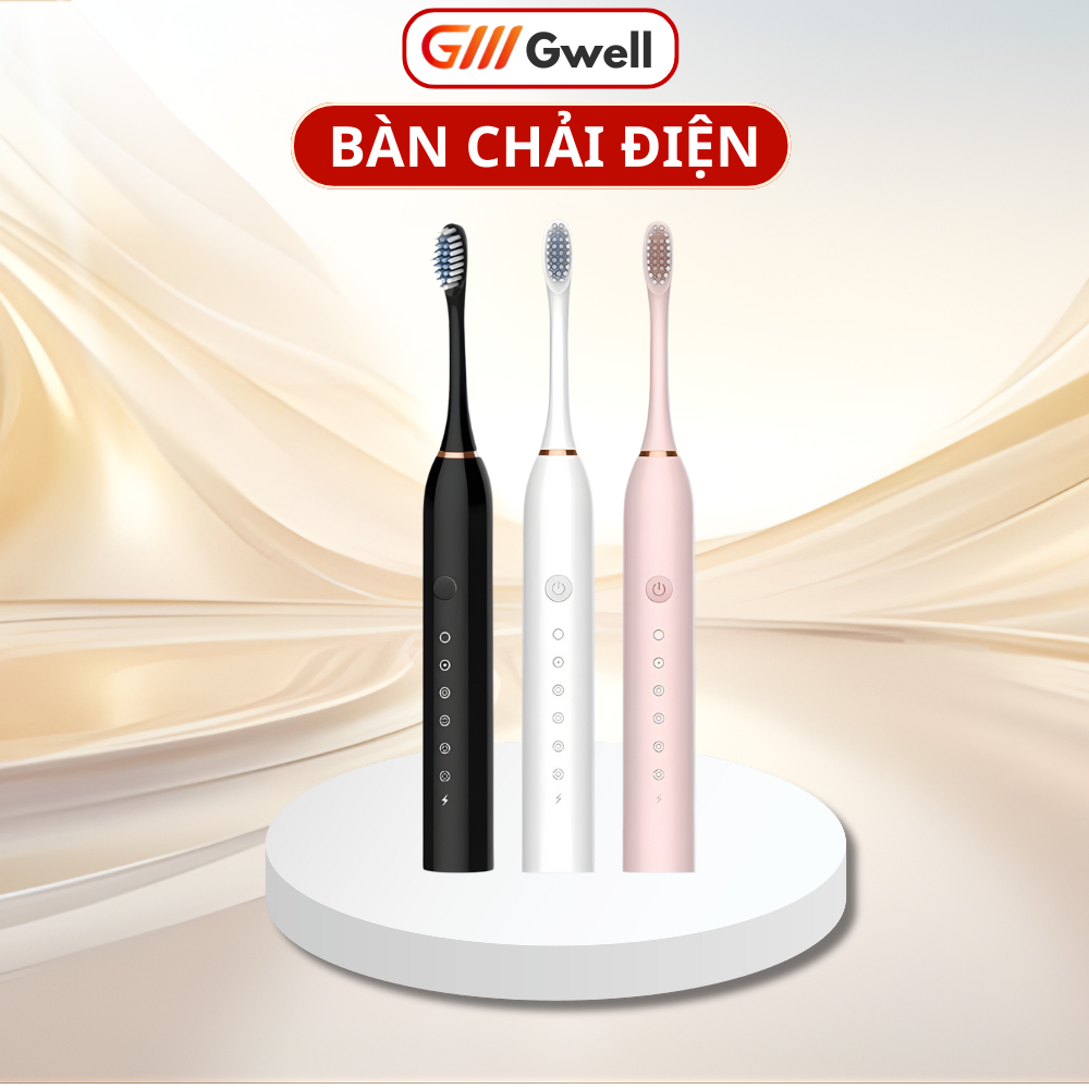 Bàn Chải Điện Đánh Răng  Bàn Chải Sonic Lông Mềm Chống Nước Bản Pro Cao Cấp Kèm 4 Đầu Thay Thế