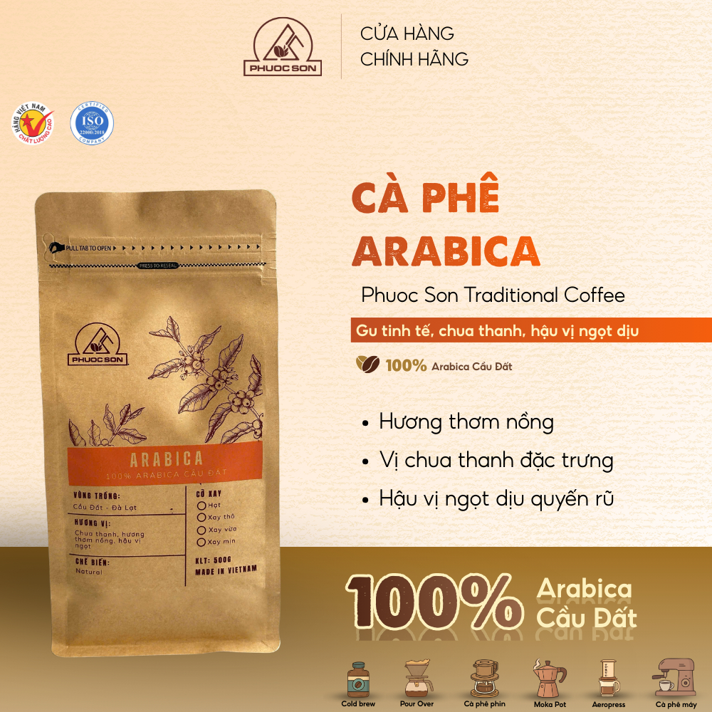 Cà phê Phước Sơn Arabica - Cà phê Arabica nguyên chất từ Cầu Đất - Lâm Đồng