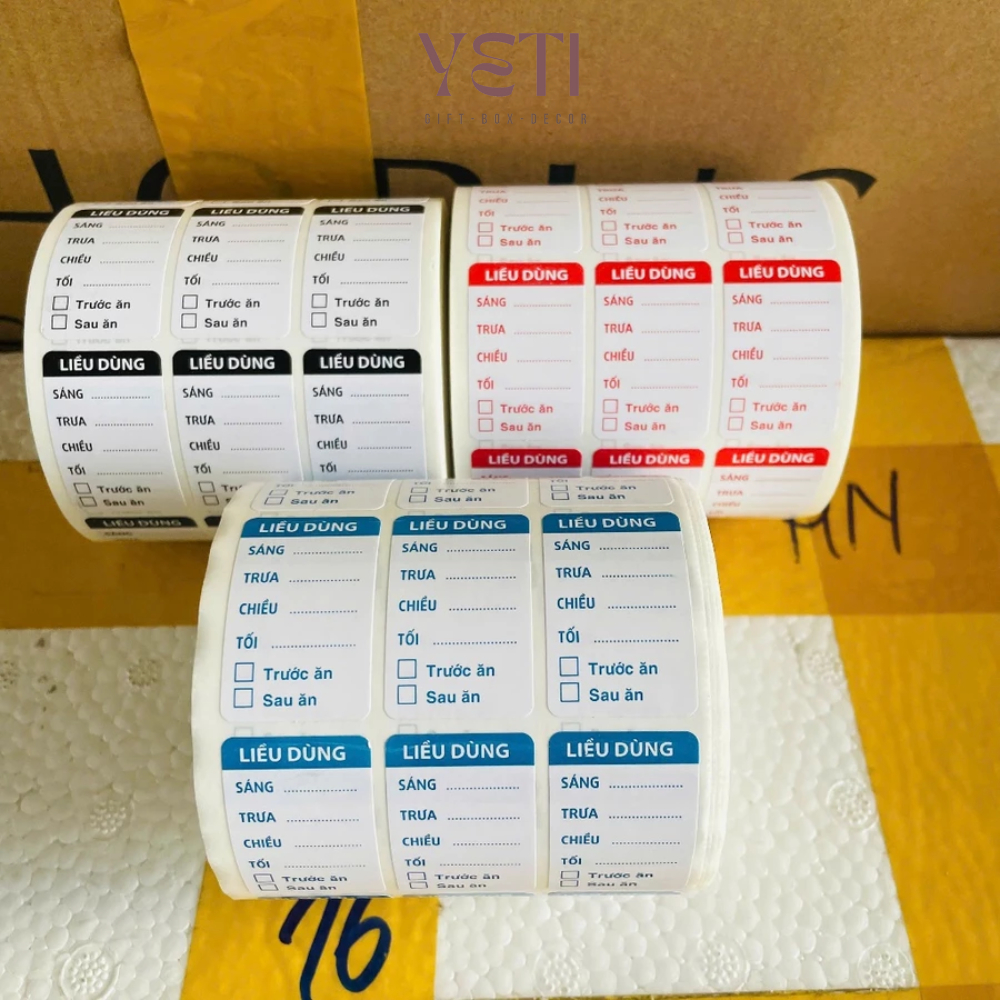 Tem ghi liều dùng nhà thuốc in sẵn - cuộn 500-1000-2000 cái