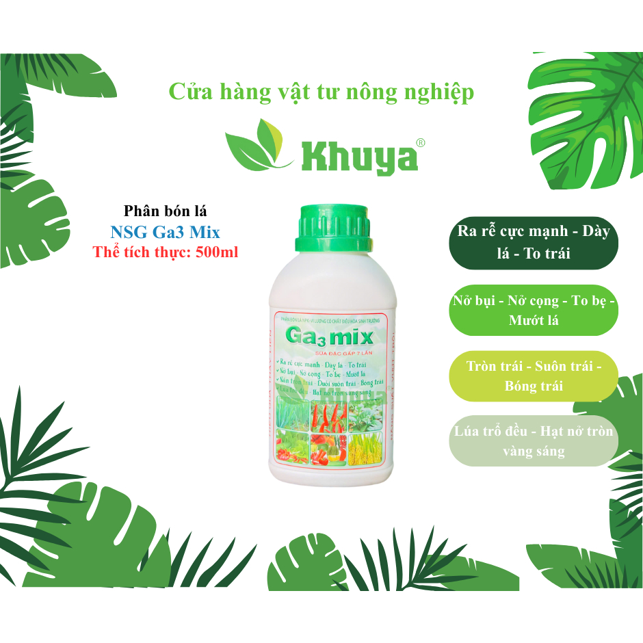 Phân bón lá NPK NSG GA3 Mix 500ml Ra rễ - Nở bụi - Lúa trổ đều