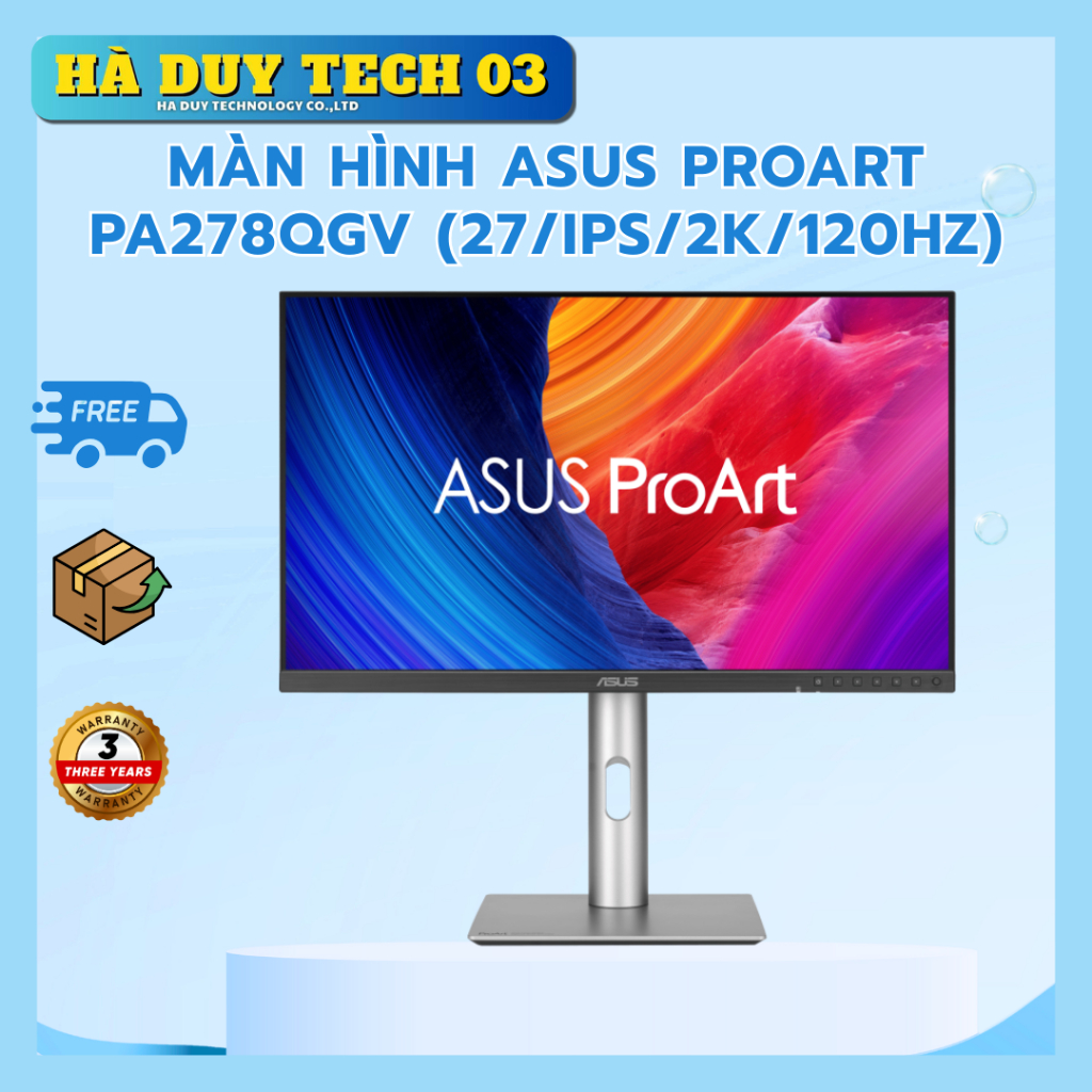 Màn Hình ASUS PROART PA278QGV (27/IPS/2K/120hz) - Chính Hãng - BH 36T - Hà Duy Tech