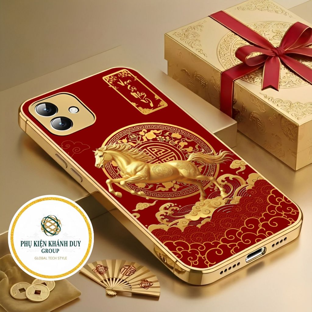 Ốp lưng cho Oppo A3, Oppo A3x, Oppo A3x Pro - Ốp Lưng 12 CON GIÁP Tài Lộc Đỏ - Viền Mạ Vàng, Mặ