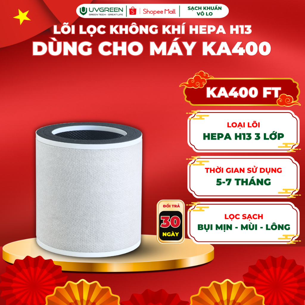 [UVG] Màng Lọc (Lõi Lọc) HEPA H13 Cho Máy Lọc Không Khí UVGREEN KA400 FT - Bộ Lọc 3 Lớp, Lọc Sạch Bụ