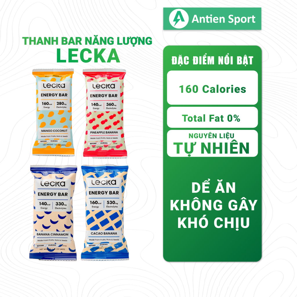 Thanh năng lượng Lecka Energy Bar 40g đủ vị - Tiện dụng & phù hợp tập luyện
