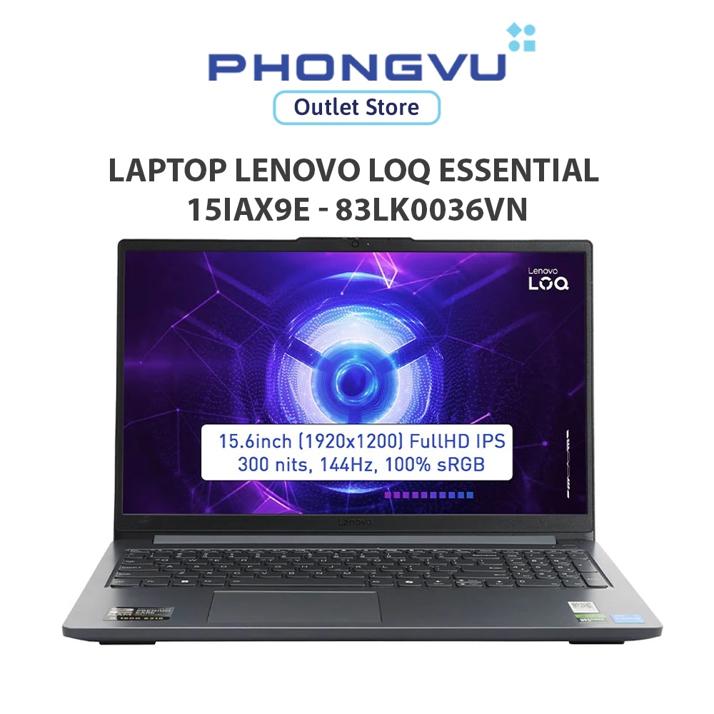 Laptop Lenovo LOQ Essential 15IAX9E - 83LK0036VN (i5-12450HX/ GeForce RTX™ 3050/ 12GB/ 512GB/ Window