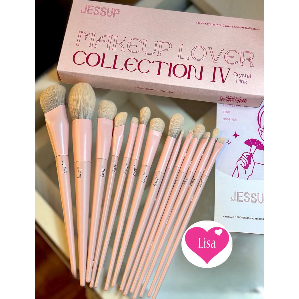JESSUP Crystal Pink Makeup Brush Set – 14pcs