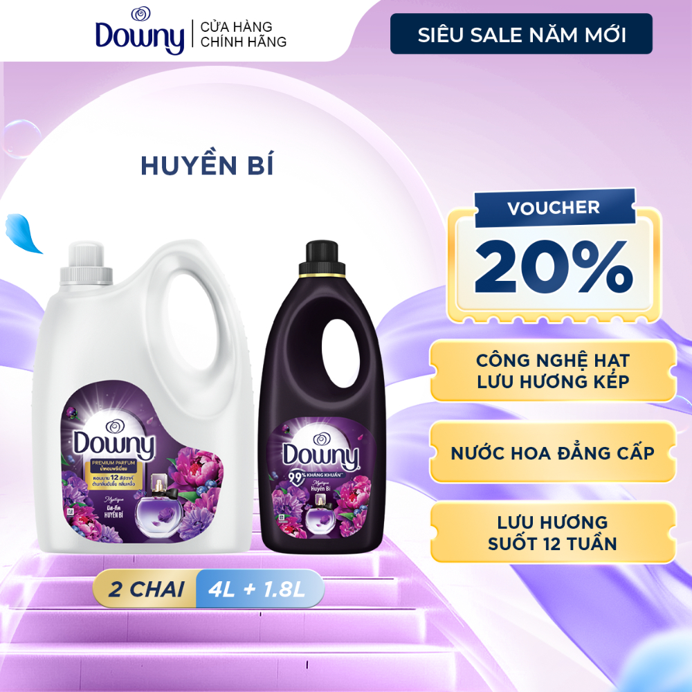[DOWNY] Combo 1 Nước Xả Vải Downy Huyền Bí 4L +1 Nước Xả Vải Downy Huyền Bí Chai 1.8L