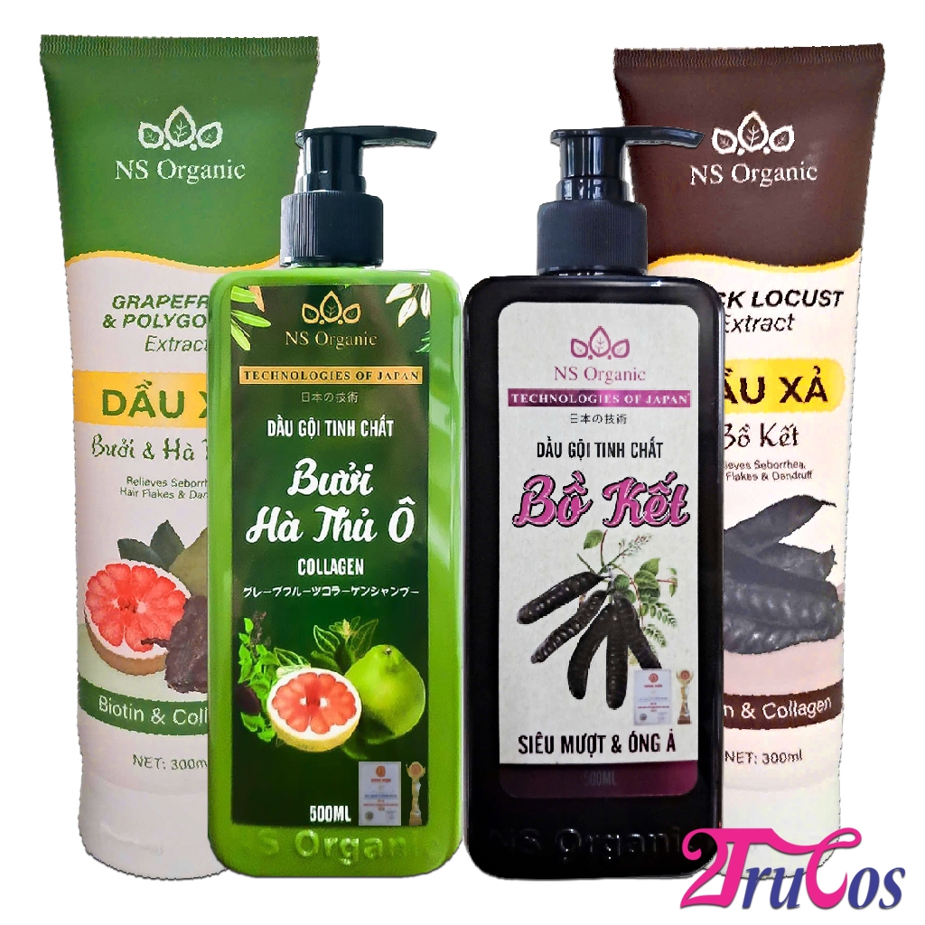 Combo Gội Xả thảo dược NS Organic Herbal Shampoo & Conditioner 800ml (làm sạch, mọc đen tóc) 2Trucos