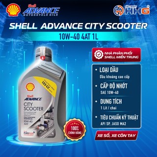 Dầu Nhờn Shell Advance City 10W40 SP/MA2 Cho Xe Số Cỡ Lớn Giúp Bám Côn Tốt - Chai 1L
