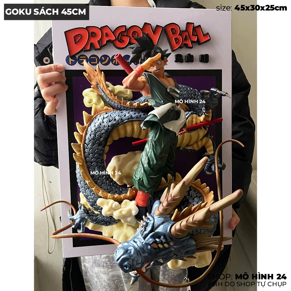 Mô hình Son Goku Sách 45cm 8kg figure goku cưỡi rồng Shenron bìa sách manga dragon ball dragonball S