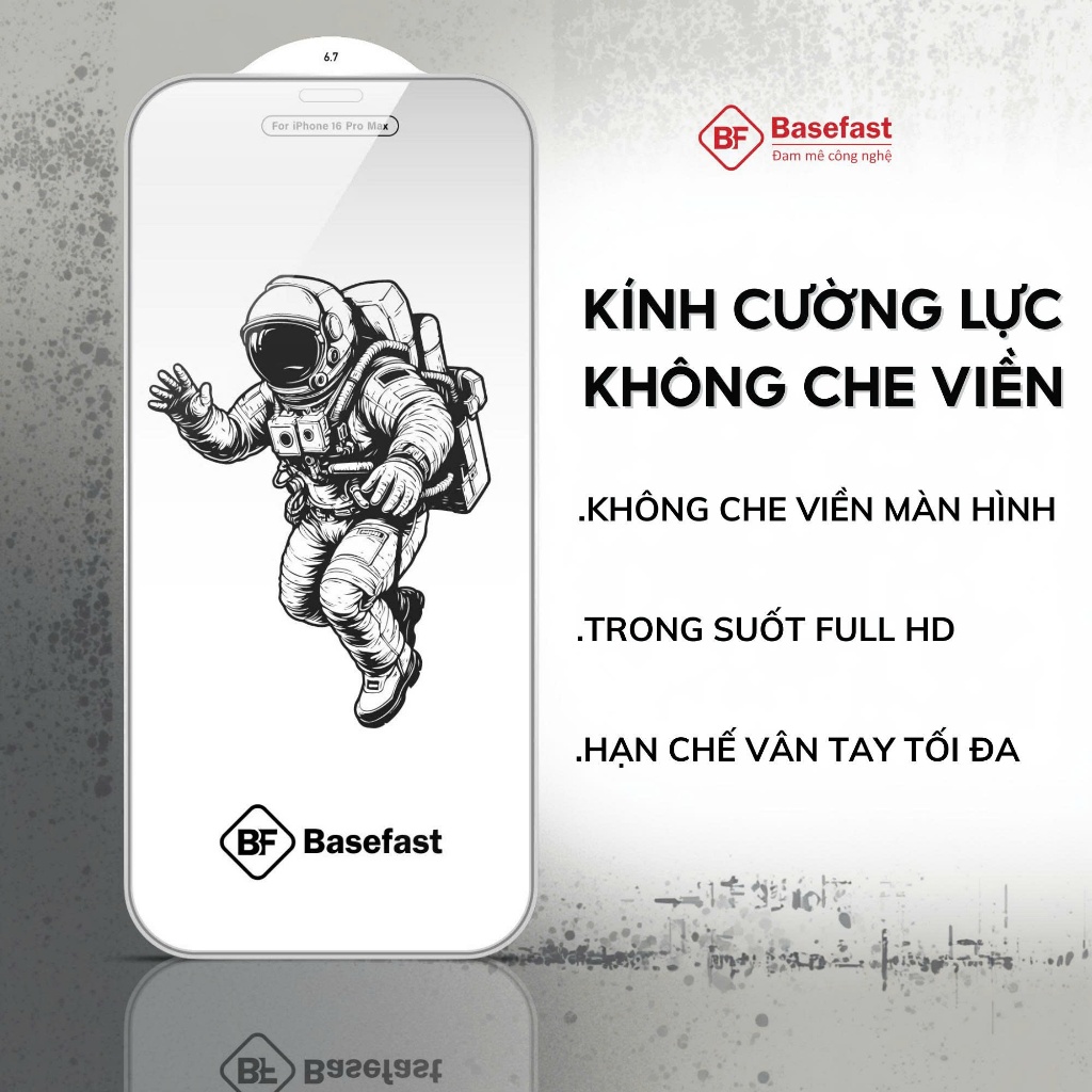Kính cường lực Iphone không viền đen Basefast full HD Chống Mẻ Cạnh cho ip 12 13 14 15 16 17 pro max