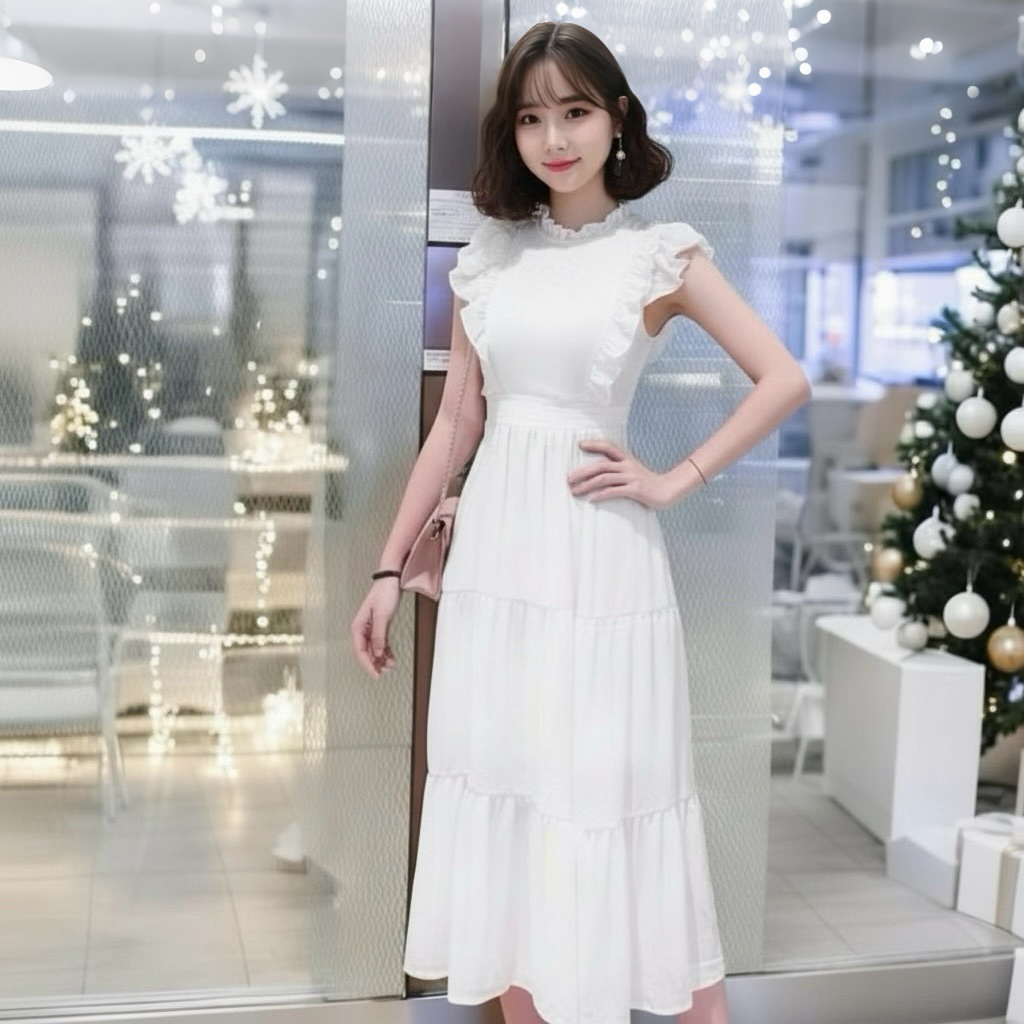 Đầm công chúa trắng vintage, dáng tiểu thư, mặc đi tiệc đi chơi cực xinh (kèm hình thật)