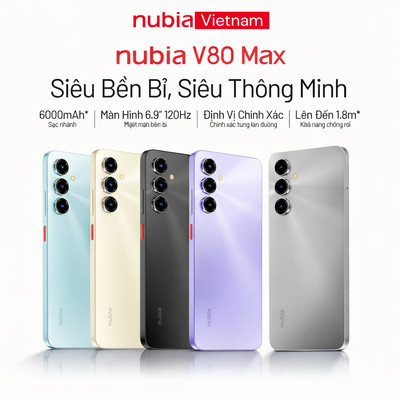 Điện thoại di động Nubia V80 Max I Pin 6000mAh I Màn hình 6.9" 120Hz I Hỗ trợ NFC I Chính hãng | Bảo hành 18TH