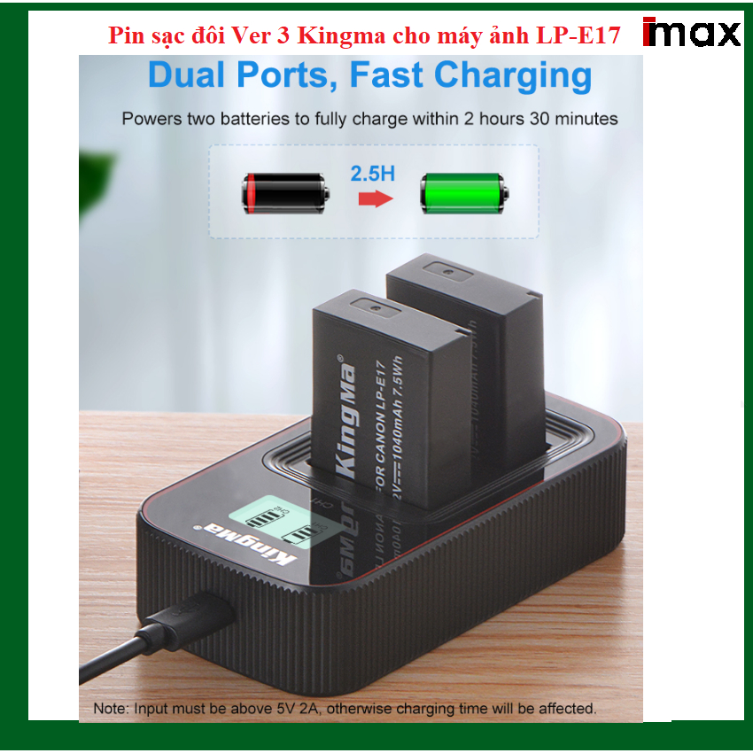 PIN SẠC ĐÔI VER 3 KINGMA CHO CANON LP-E17