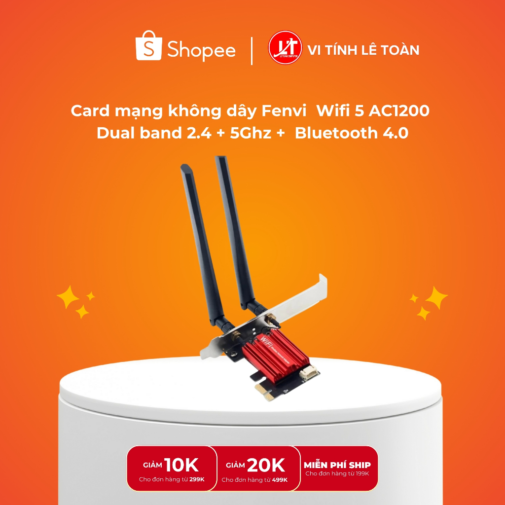 Card mạng không dây Fenvi  Wifi 5 AC1200 Dual band 2.4 + 5Ghz +  Bluetooth 4.0