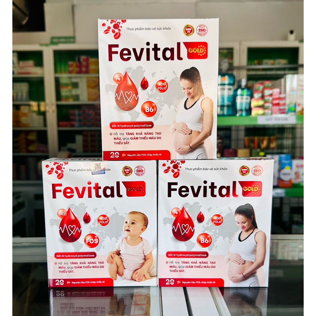 Ống uống bổ sung Sắt Fevital Glod hỗ trợ tình trạng thiếu máu, thiếu sắt