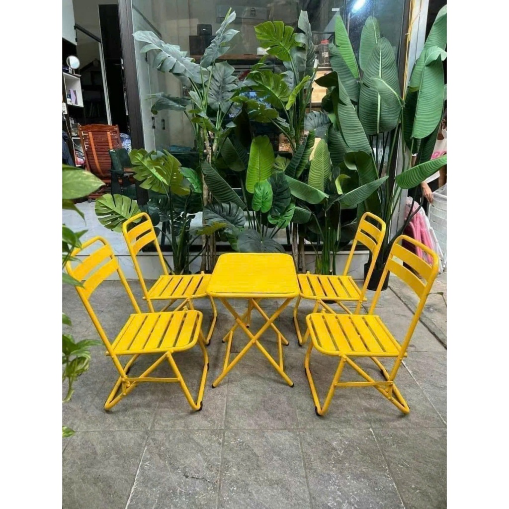 Bộ Bàn Ghế Sắt Lá  1 Bàn 2 Ghế & 1 Bàn 4 Ghế Sơn Tĩnh Điện
