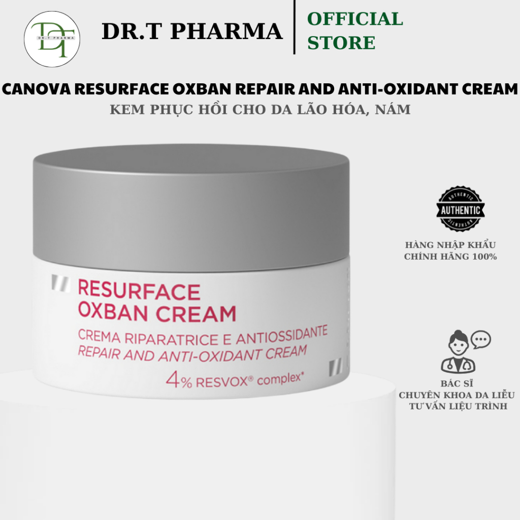 [HÀNG CÔNG TY] Kem phục hồi Canova Resurface Oxban Cream Crema Riparatrice E Antiossidante, Repair A