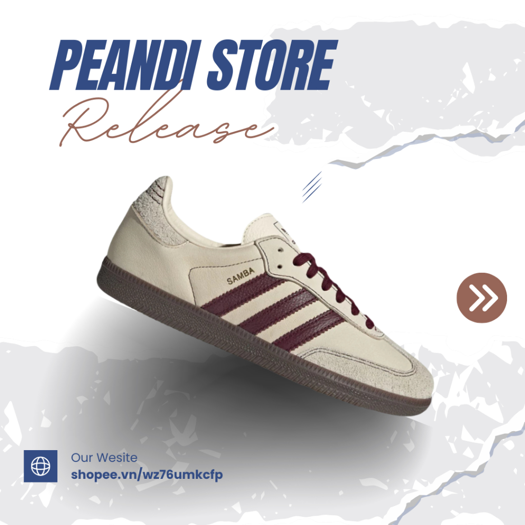 [ Chính Hãng ] Giày Adidas Samba OG ‘Wonder White Maroon’ , Giày Thể Thao Sneaker Nam Nữ Full Box