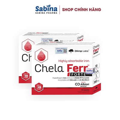 2H sắt Chela Ferr™ Forte (28mg)–Thực phẩm bảo vệ sức khoẻ dùng cho bà bầu, sau sinh và người thiếu máu.11,4g- Olimp Labs