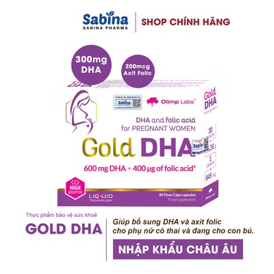 Gold DHA  cho bà bầu và sau sinh- Thực phẩm bảo vệ sức khỏe Cho Bà Bầu 845mg  Olimp Labs