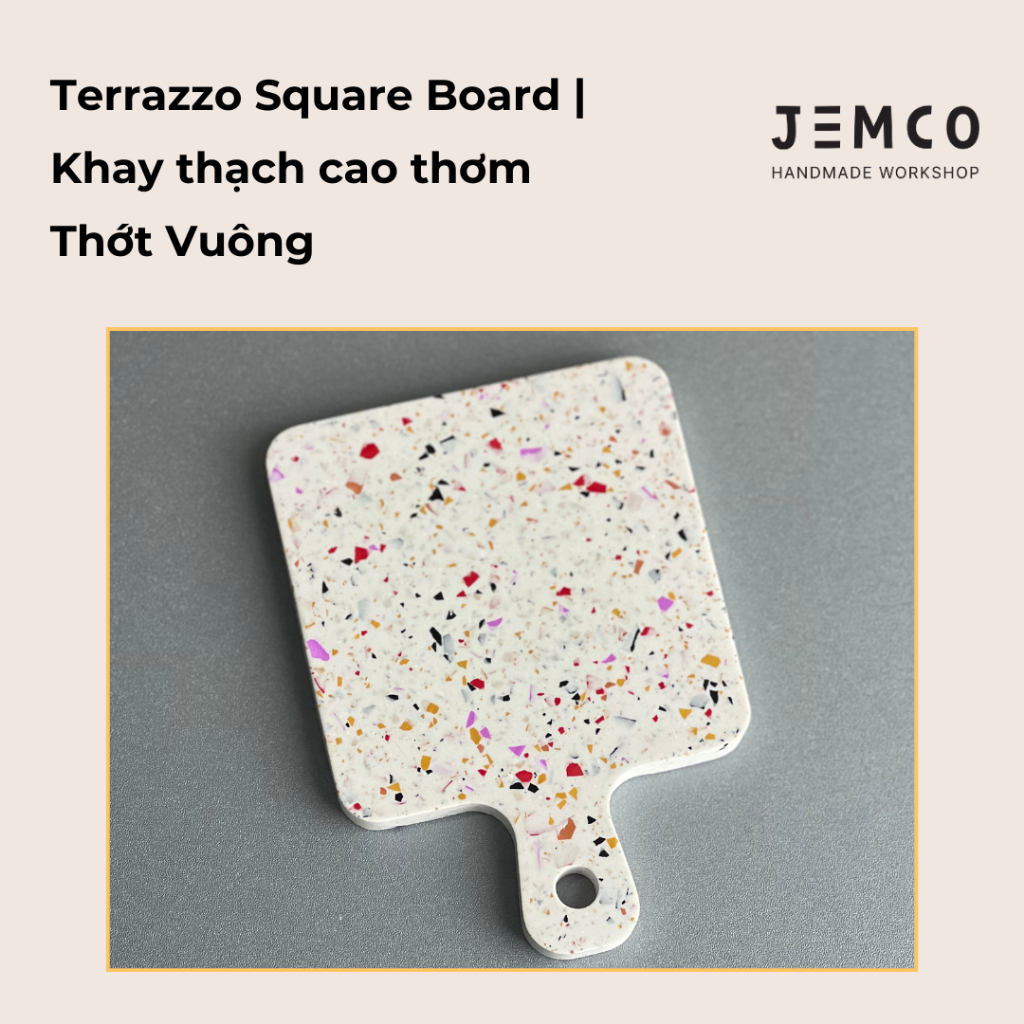 (P116) Khay Thạch Cao Thơm Terrazzo Hình Thớt Vuông _ Terrazzo Square Tray Handmade by Jemco
