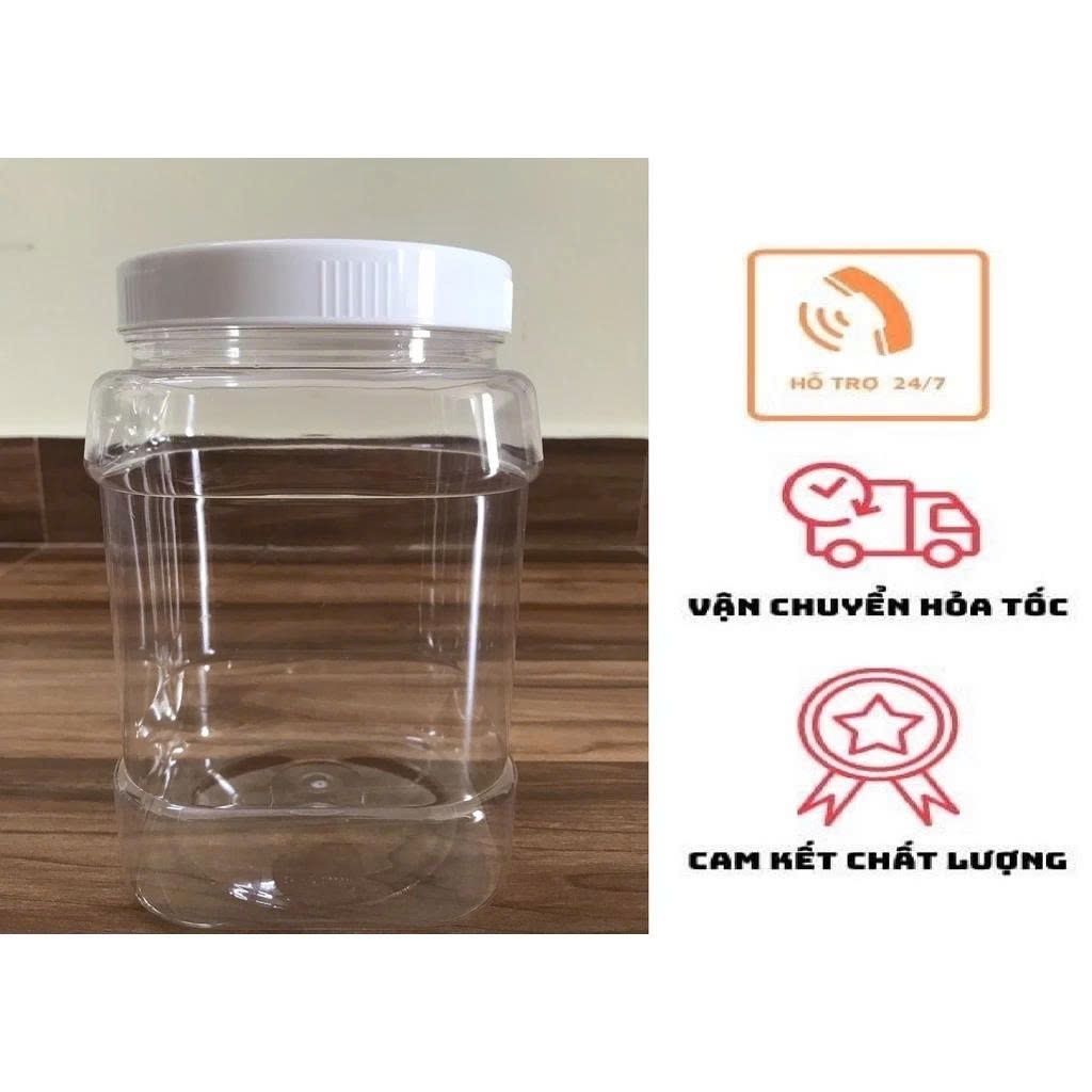 Combo 6 Hũ nhựa vuông/ keo mũ vuông- Duy Tân 017 (1500ml)