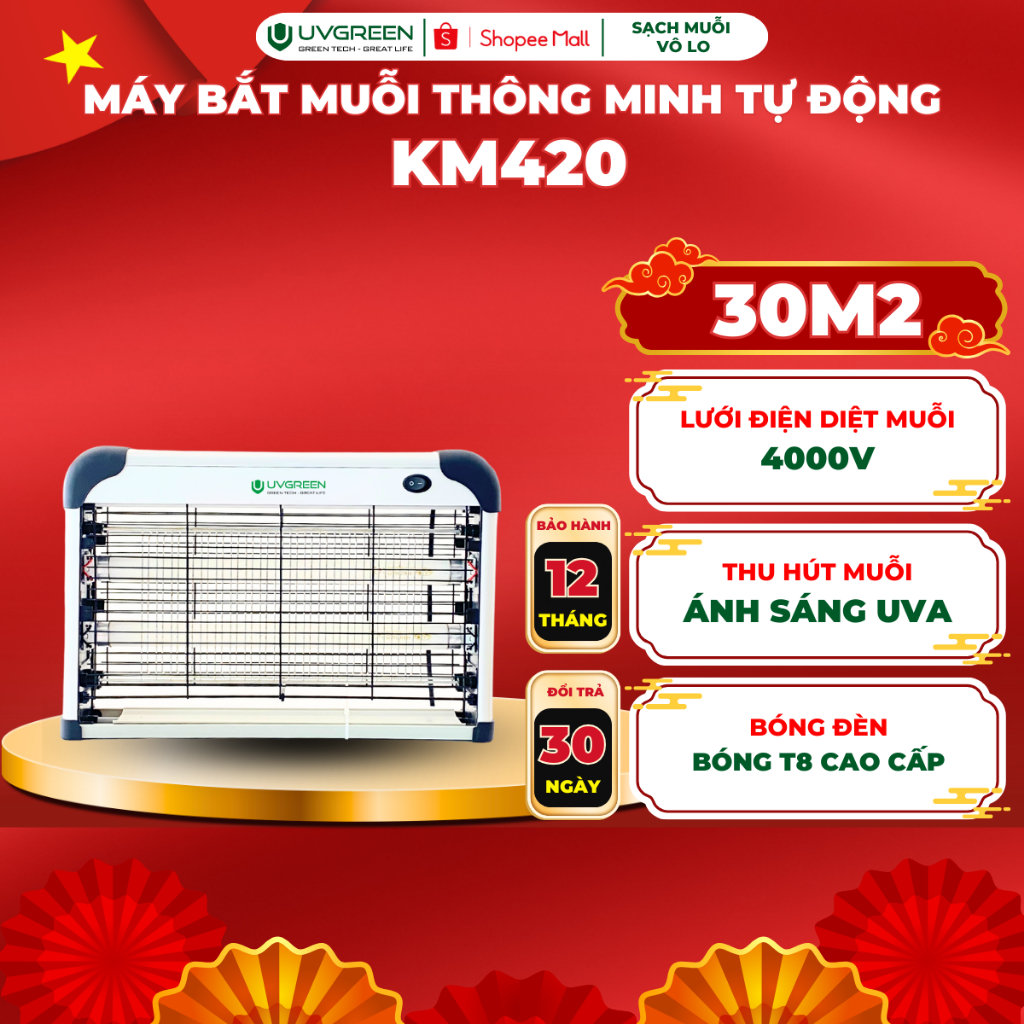 [UVG] Máy Bắt Muỗi, Ruồi Và Côn Trùng Thông Minh UVGREEN KM420, KM430, KM440, Công Suất 20-40W, Đèn 