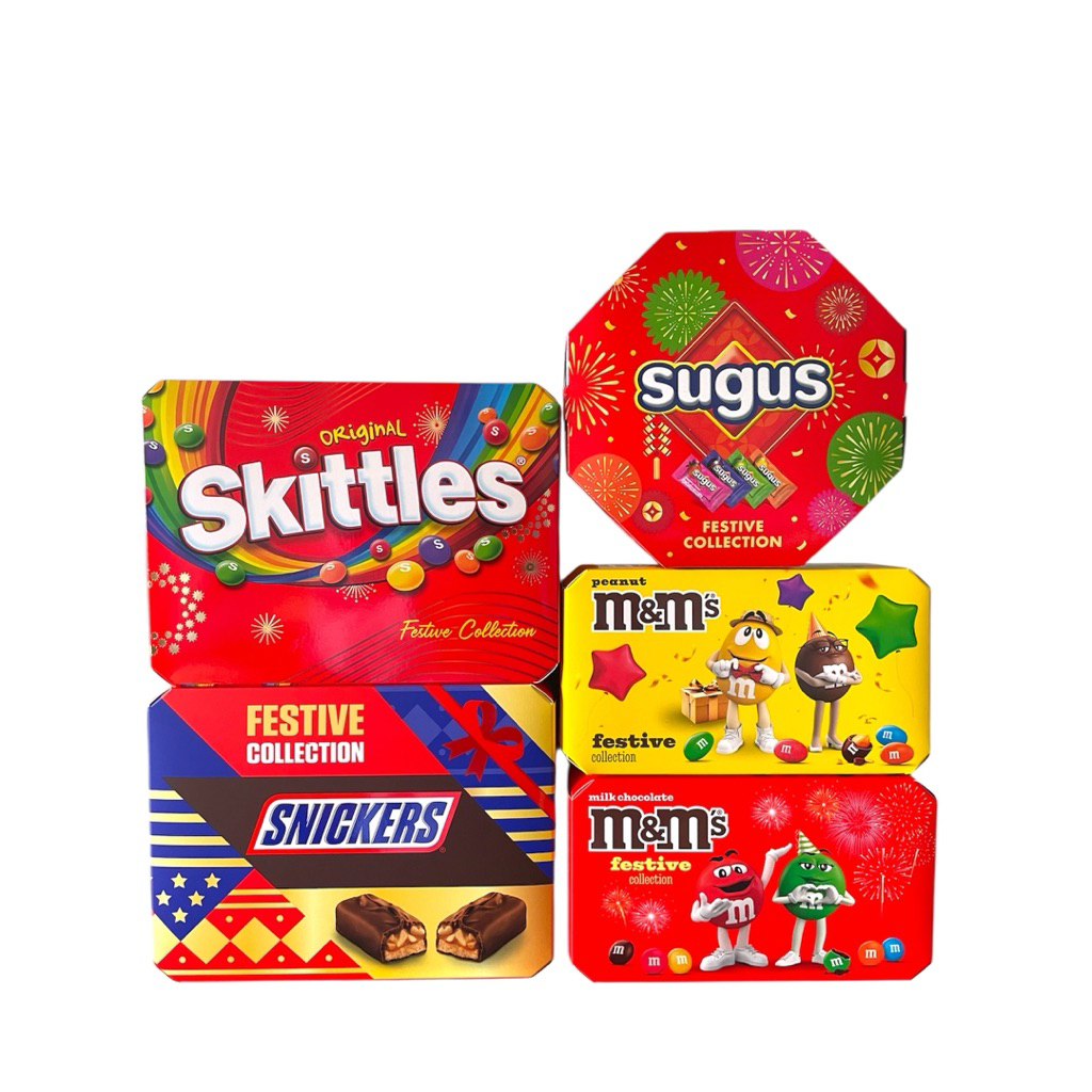 Hộp Kẹo quà tết 2026 kẹo thương hiệu : Sugus , Skittles , Snicker , M&M | Freeship