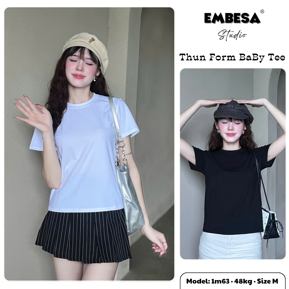 Áo Thun Baby Tee EMBESA BB01 Cổ Tròn - Cotton Co Giãn 4 Chiều