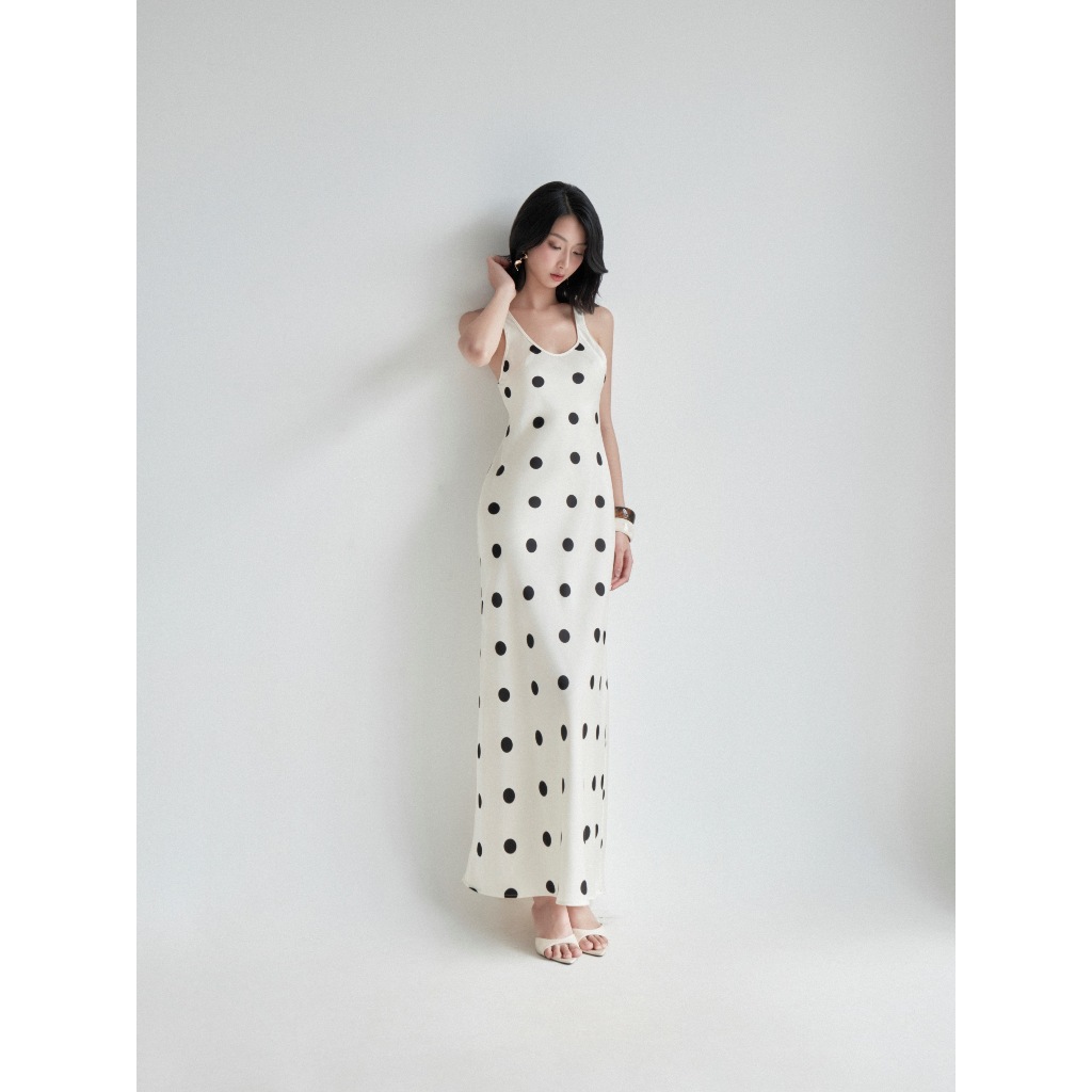 BY DELI - Karina Dress - Đầm lụa chấm bi dáng dài
