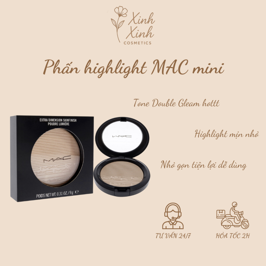 Phấn bắt sáng MAC Extra Dimension Skinfinish màu Double-Gleam, Highlight Mac Mini Size Chính Hãng - 