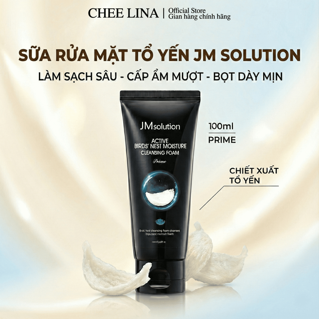 Sữa Rửa Mặt Tổ Yến JM Solution Active Birds’ Nest Moisture Làm Sạch Cấp Ẩm Cho Da Khô 150ml | Chee L