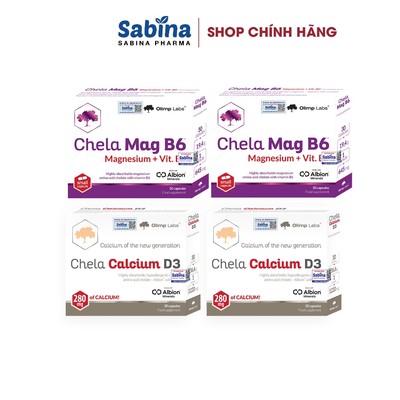 Combo 2h Chela Calcium D3 36.6g và 2h Chela Mage B6 19,4g (Olimp Labs). Thực phẩm bảo vệ sức khỏe