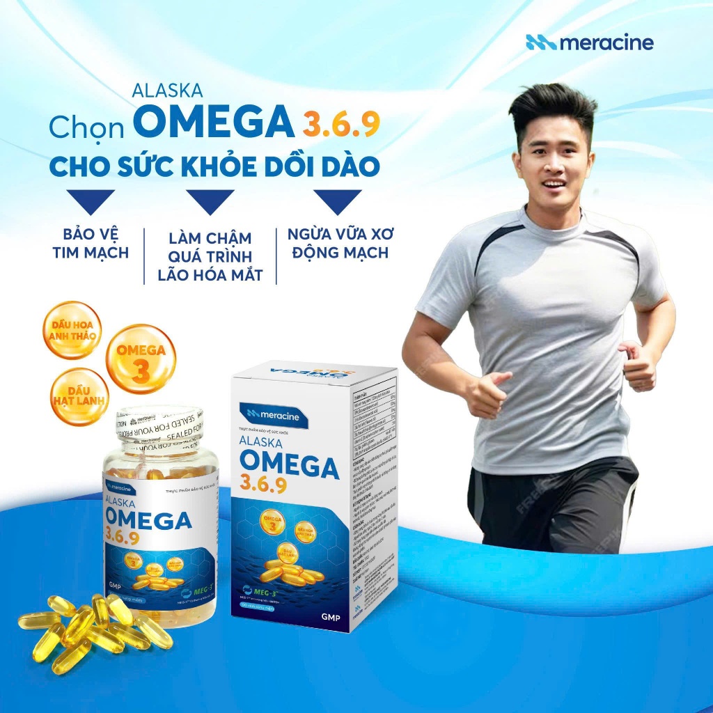 Alaska Omega 3.6.9 Meracine – Bổ sung Omega 3,6,9 hỗ trợ tim mạch & sức khỏe toàn diện – Lọ 100 viên