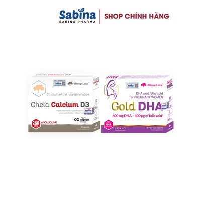 Cặp canxi Chela Calcium D3 Và Gold DHA dạng chelate Albion.Thực phẩm bảo vệ sức khỏe Cho Bà Bầu Olimp Labs 36,6g
