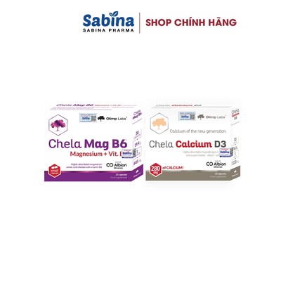 Canxi Chela Calcium D3 36.6g và Chela Mage B6 dạng chelate Albion ® (Olimp Labs) 19,4g -Thực phẩm bảo vệ sức khỏe