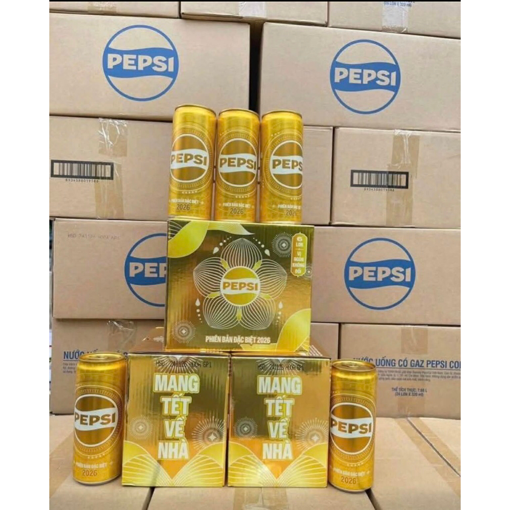 THÙNG 24 LON PEPSI VÀNG PHIÊN BẢN TẾT 2026 LON 320ML