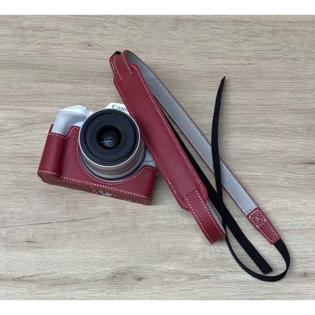 [SẴN SHIP] CASE - BAO DA CANON R50 DA THẬT-kèm dây da dài