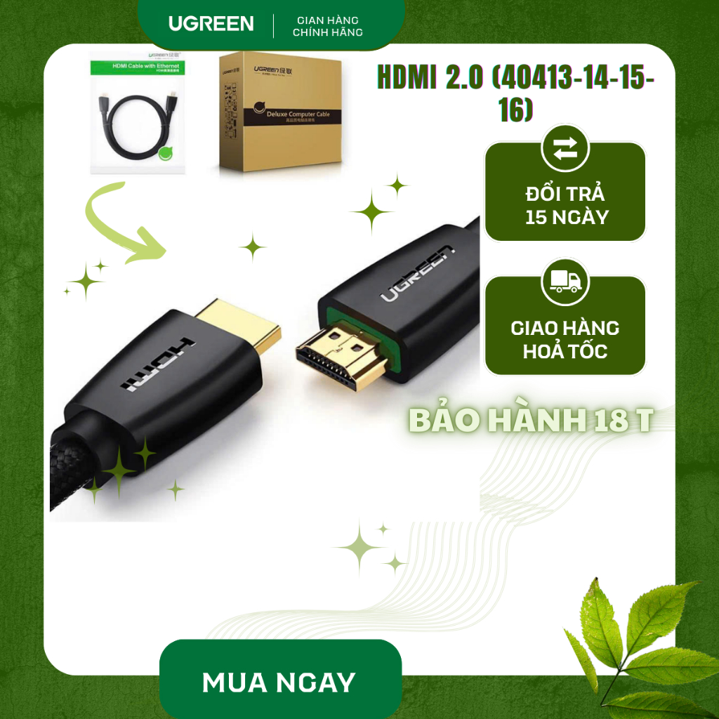 Cáp dữ liệu HDMI UGREEN 2.0 truyền âm thanh hình ảnh dài 8M-10M-12M-15M (40413-40414-40415-40416)