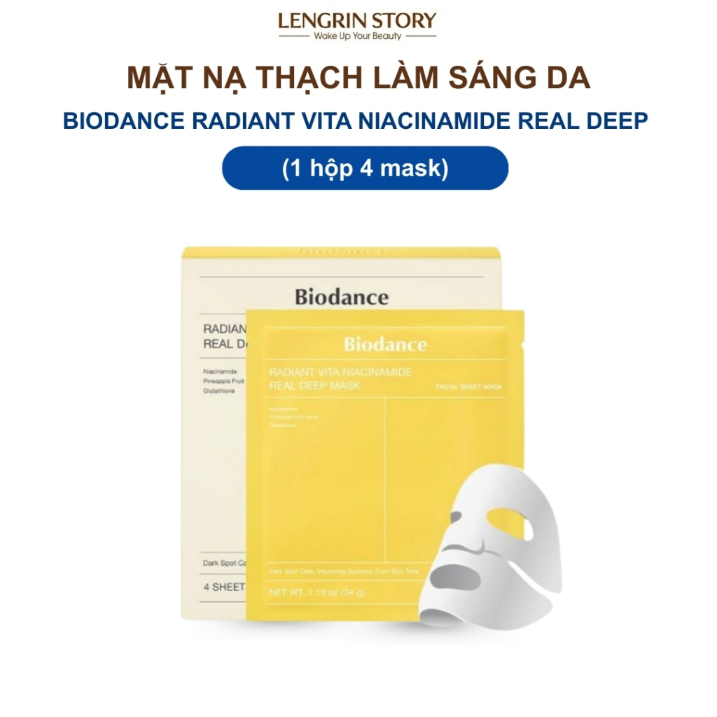 Mặt Nạ Thạch Làm Sáng Da Biodance Radiant Vita Niacinamide Real Deep Mask (1 hộp 4 mask)