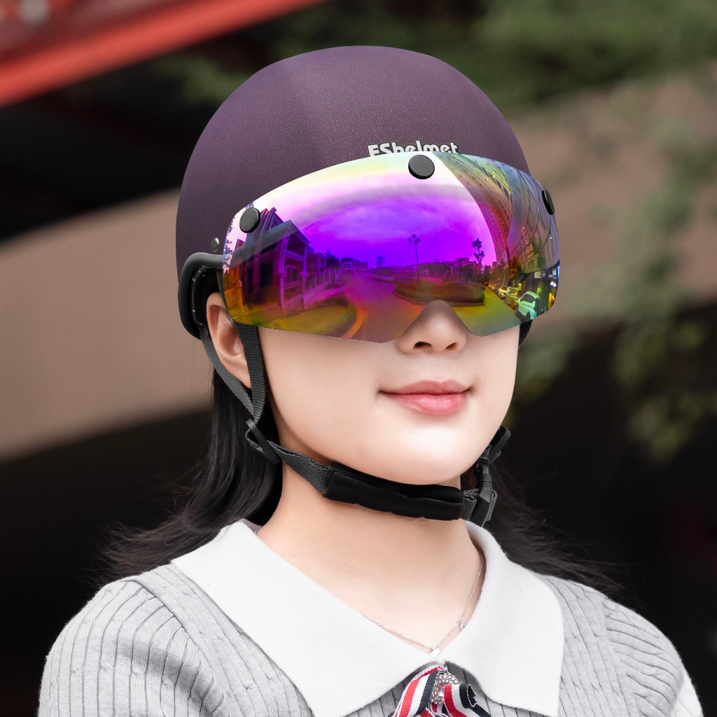 Mũ bảo hiểm LDP nửa đầu Nhám kiểu dáng đua ngựa ES Helmet mix kính