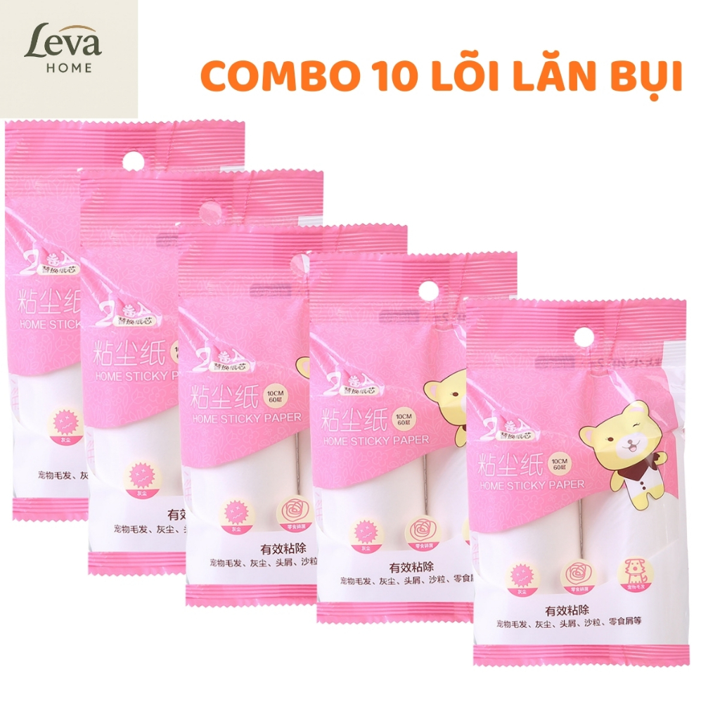 Combo 10 Lõi Lăn Bụi – Lăn Quần Áo, Tóc, Thảm, Lông Thú Cưng,  Siêu Dính, 10cm