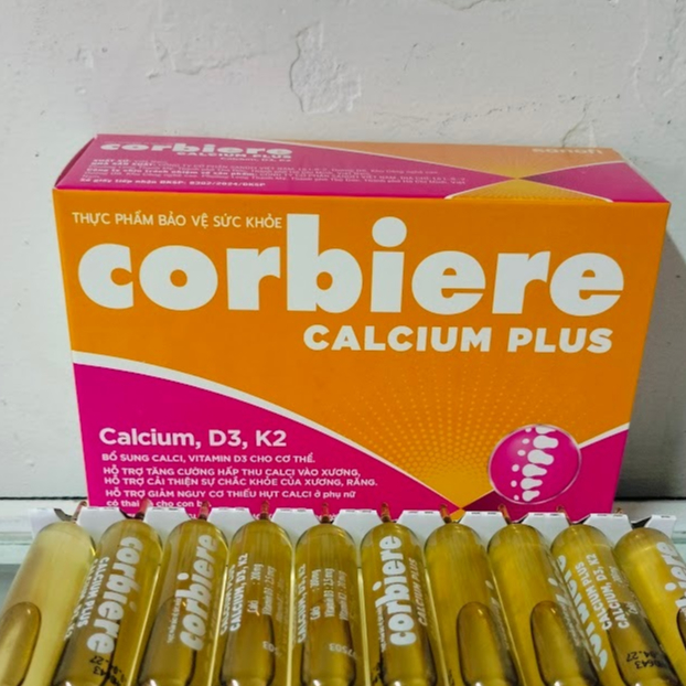 Corbiere Calcium Plus Sanofi 30 ống x 10ml - Bổ sung calci, vitamin D3 k2 cho cơ thể