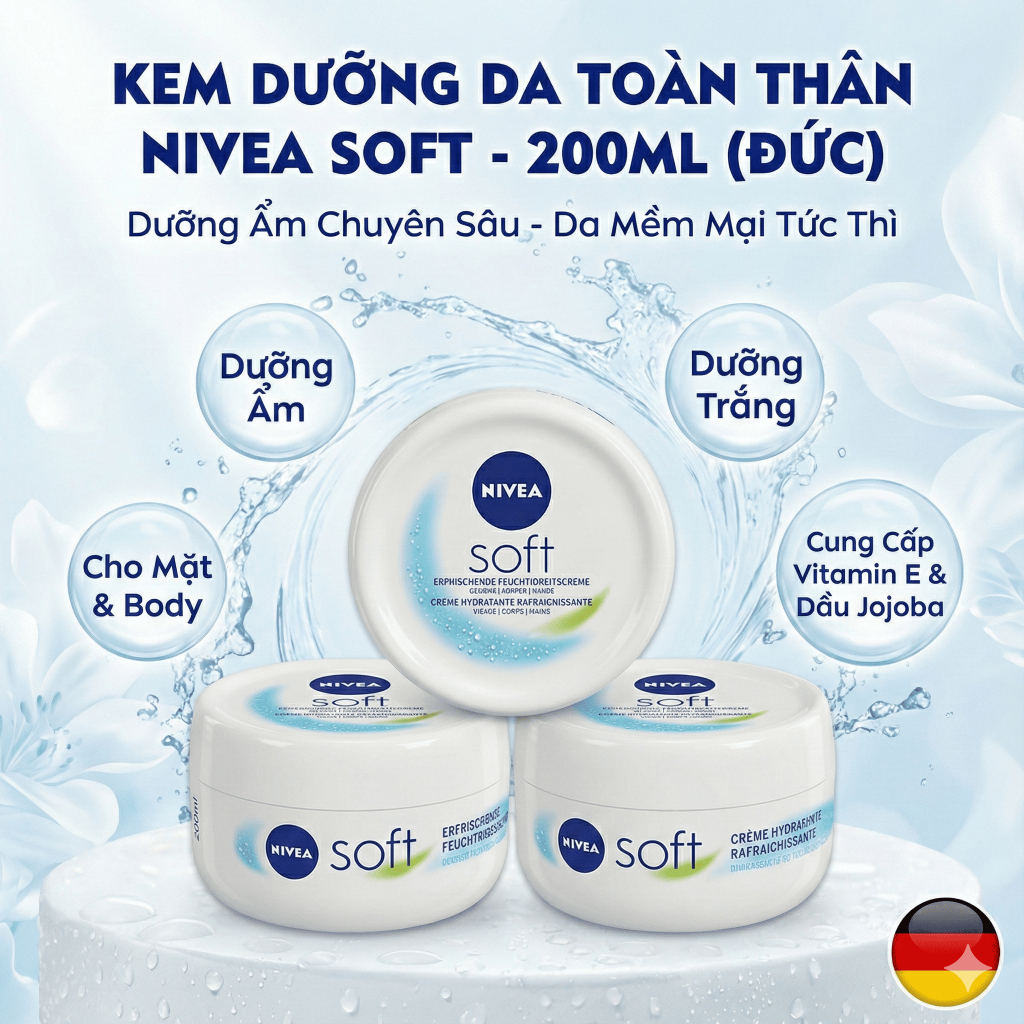 Kem dưỡng da toàn thân NIVEA Soft (200ml - Đức)