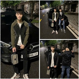 Áo Phao Nam Màu Đen Trần Bông Chất Liệu Gió Nhung Siêu Nhẹ Thời Trang Nam Kiểu Dáng Khoác Ngoài