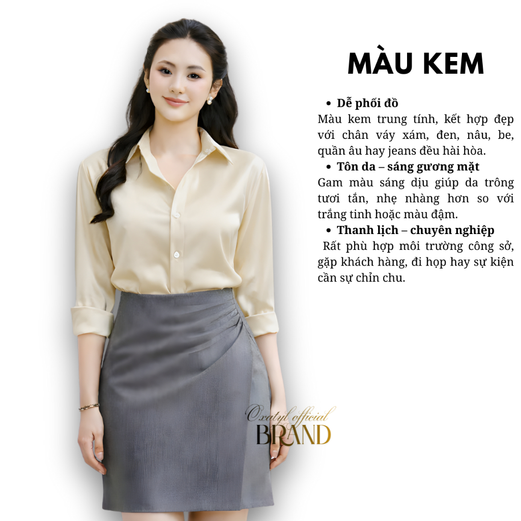 Áo sơ mi lụa cao cấp Oxatyl M12 tay dài chất vải lụa mềm mại cổ đức phong cách thời trang công sở | BigBuy360 - bigbuy360.vn