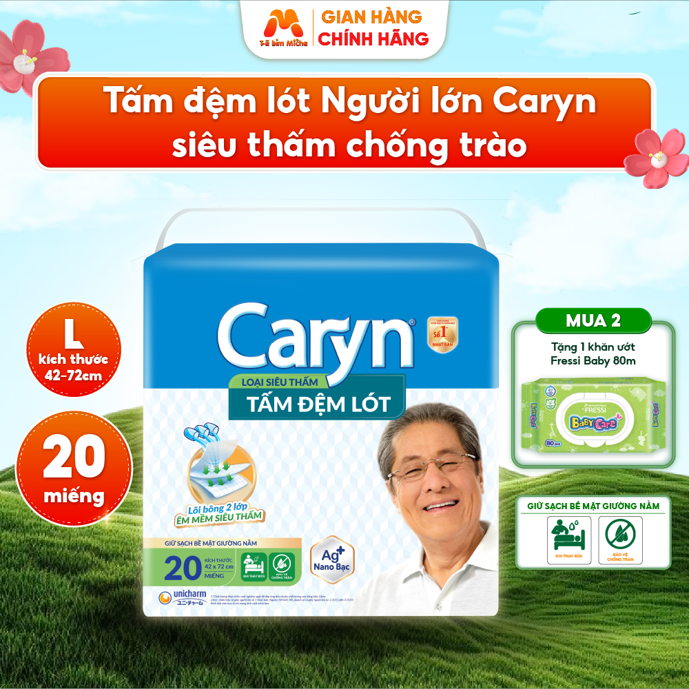Tấm Đệm Lót Người Lớn CARYN UNDERPAD Siêu Thấm Chống Trào Nano Bạc Ngừa Mùi Hôi Size L20 - MC38