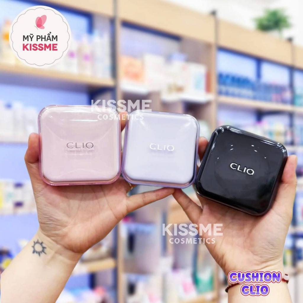 Phấn Nước Clio Kill Cover Cushion (kèm 1 lõi + puff thay thế) hồng glow tím blur đen founwear